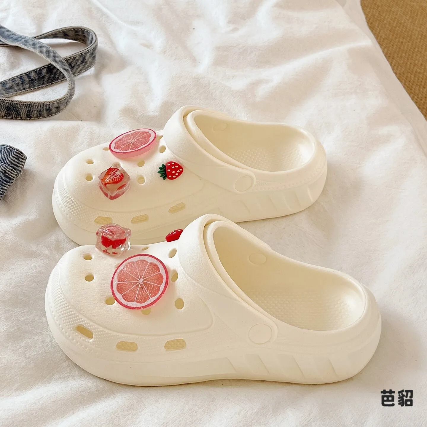 Lindas Chanclas de Mujer con Diseño de Frutas, de Verano, de EVA, con Suela Gruesa, Antideslizantes, para Playa, para Estudiantes, Sandalias Casuales de Exterior, de Calzado sin Cordones.