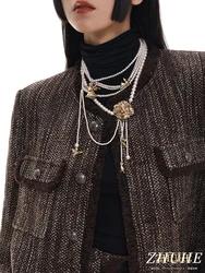 ZHUHE Pearl Multilayer Necklace Gothic Style For Women Men's Jewelry Accessories Party Gifts