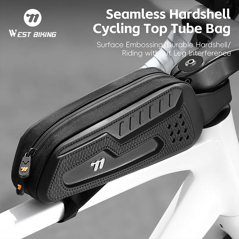 WEST BIKING Narrow Edge Wind Resistant Bicycle Upper Tube Bag PU EVA Hard Shell Cycling Phone Bag Waterproof Cycling Frame Tools