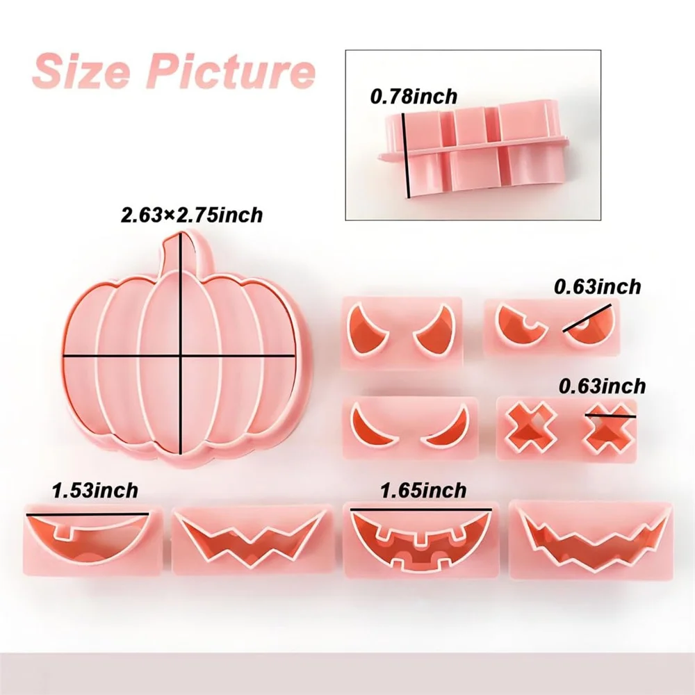 Pumpkin Cookie Mold, DIY 3D Halloween Raised Design Cookie Seal, Cookie Cutter Set for Frosting Decoration, Mini Gingerbread Pie