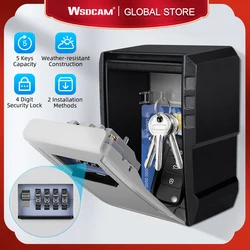 Wsdcam Wall Mount Safe Box 4 Digit Password Lock Metal Key Box Waterproof Anti Theft Safe Deposit Box Security-protection