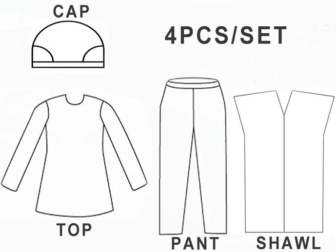 3/4-teiliger Burkini-Badeanzug mit hohem Kragen und langen Ärmeln, vollständig bedeckend, konservativ, figurbetont, Damen-Badeanzug-Set – Detail 5