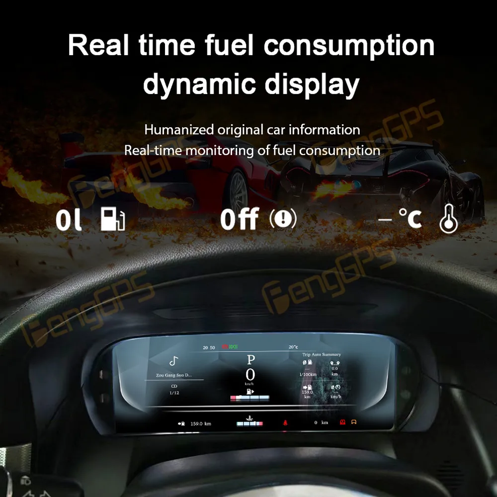 ل جاكوار XFL 2016-2019 12.3 ''سيارة LCD لوحة القيادة عداد المسافات شاشة افتراضية قمرة القيادة الرقمية العنقودية أداة عداد السرعة العرض