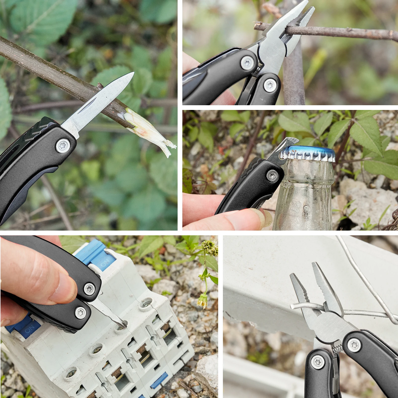 Alicerces Multitool ao ar livre portáteis de aço inoxidável, faca dobrável, faca de acampamento, Edc, ferramentas multifuncionais