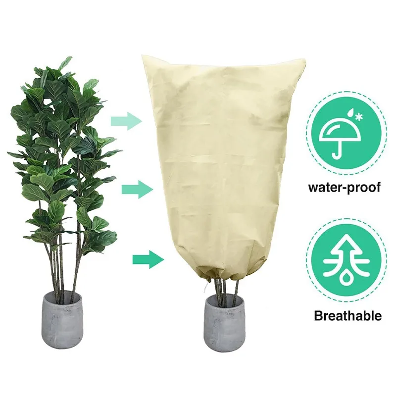 5pcs Plant anti-freeze insulation covers, autumn and winter cold-resistant tree covers, anti-freeze bags with non-woven fabric