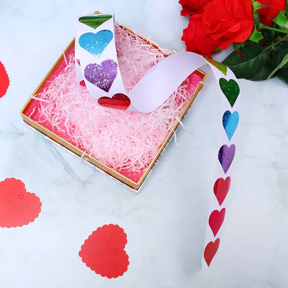 100-500 шт в форме сердечка Стикеры s красного цвета с надписью «Love Скрапбукинг клей Стикеры на День святого Валентина Свадебный Декор стикер для