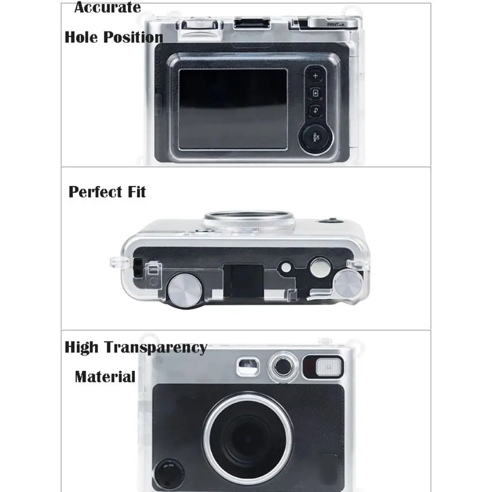 Transparent Instant Camera Case Crystal Shockproof Carrying Case Portable Wear Resistant for Fujifilm Instax Mini EVO