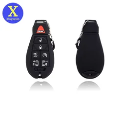 Xinyuexin Silicone Car Key Case Cover for Chrysler Town Country for Jeep Commander Dodge Grand Caravan 7 Buttons Key Bag Hoder