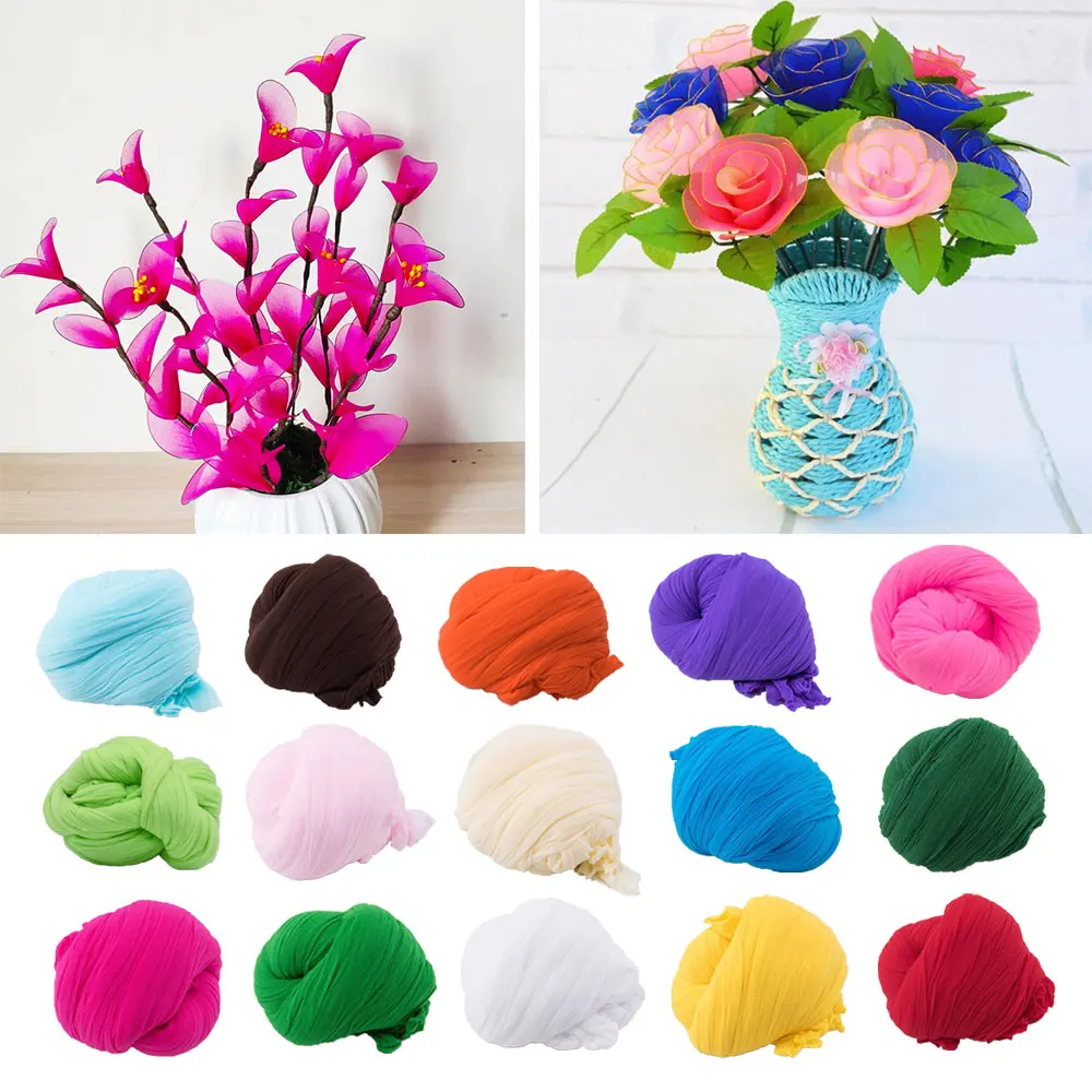 20Pcs/set Nylon Stocking Flower Making Material Handmade Craft Accessory Artificial Silk Ronde Flower Accessories For Home Decor