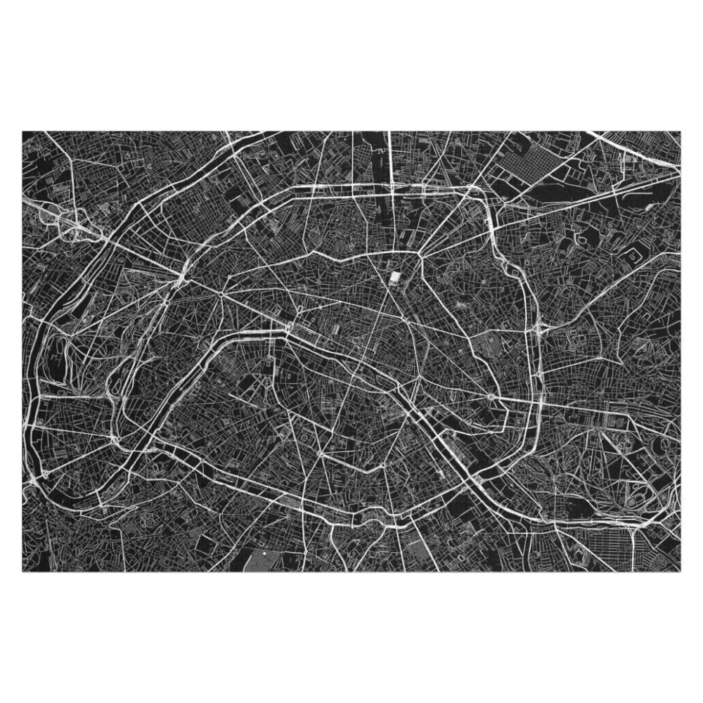 

Paris map minimalist on black background Jigsaw Puzzle Custom Name Child Toy Personalized Gift Married Custom Gift Puzzle