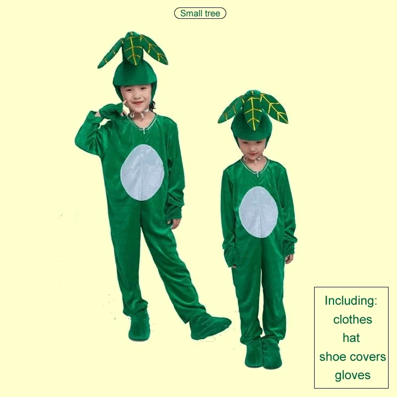 子供のための大きな木の衣装,植物のパーティーのコスプレ,お祭りのパフォーマンス,穀物の苗のジャンプスーツ,子供のためのロールプレイングウェア,ダンス