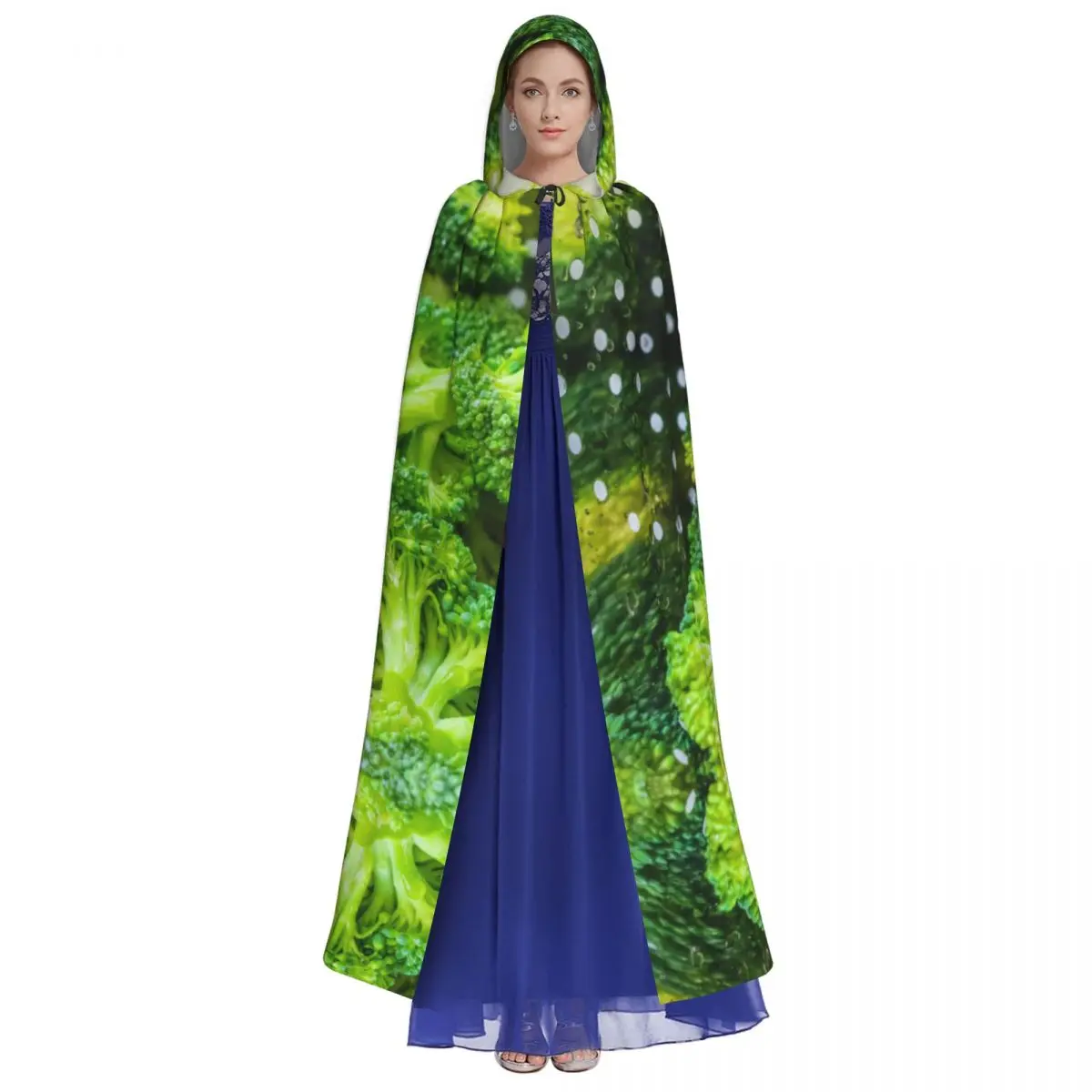 Fresh Raw Broccoli Unisex Witch Party Reversible Hooded Adult Vampires Cape Cloak