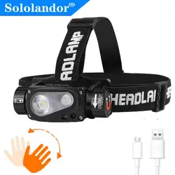 LED Headlamp Sensor Headlight Flashlight 18650 21700 USB Rechargeable Outdoor Head Lamp Torch 10 Lighting Modes Work Light