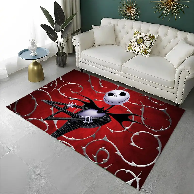HD Cartoon N-Nightmare Before Christmas Jack Halloween Carpet Rug for Playroom Bedroom Living Room Sofa,Game Area Rug Non-slip