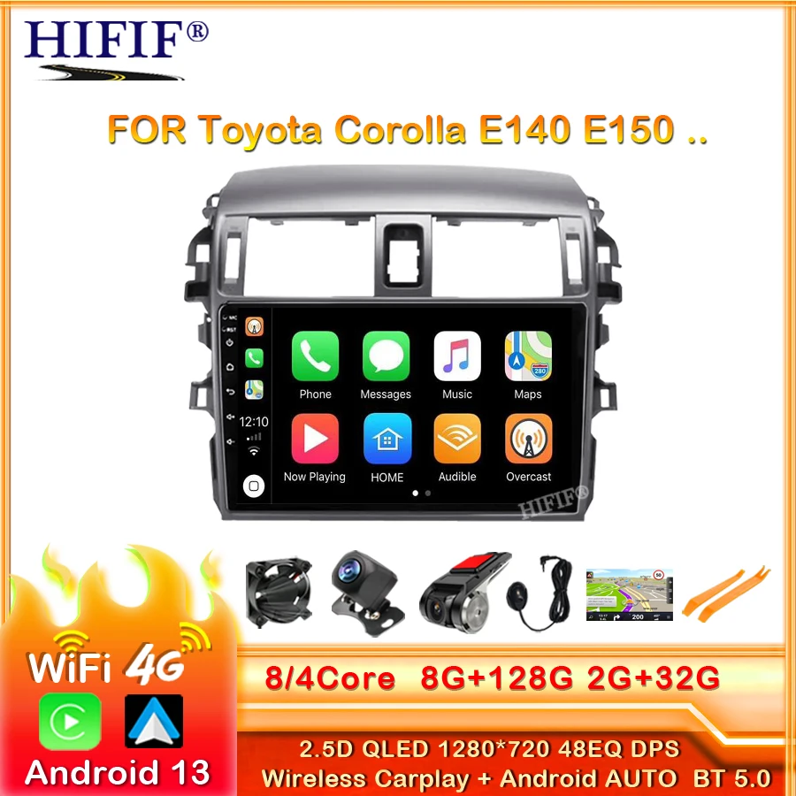 

Android 13 For Toyota Corolla E140 E150 2006 - 2013 Car Radio Multimedia Video Player Navigation GPS No 2din 2 din