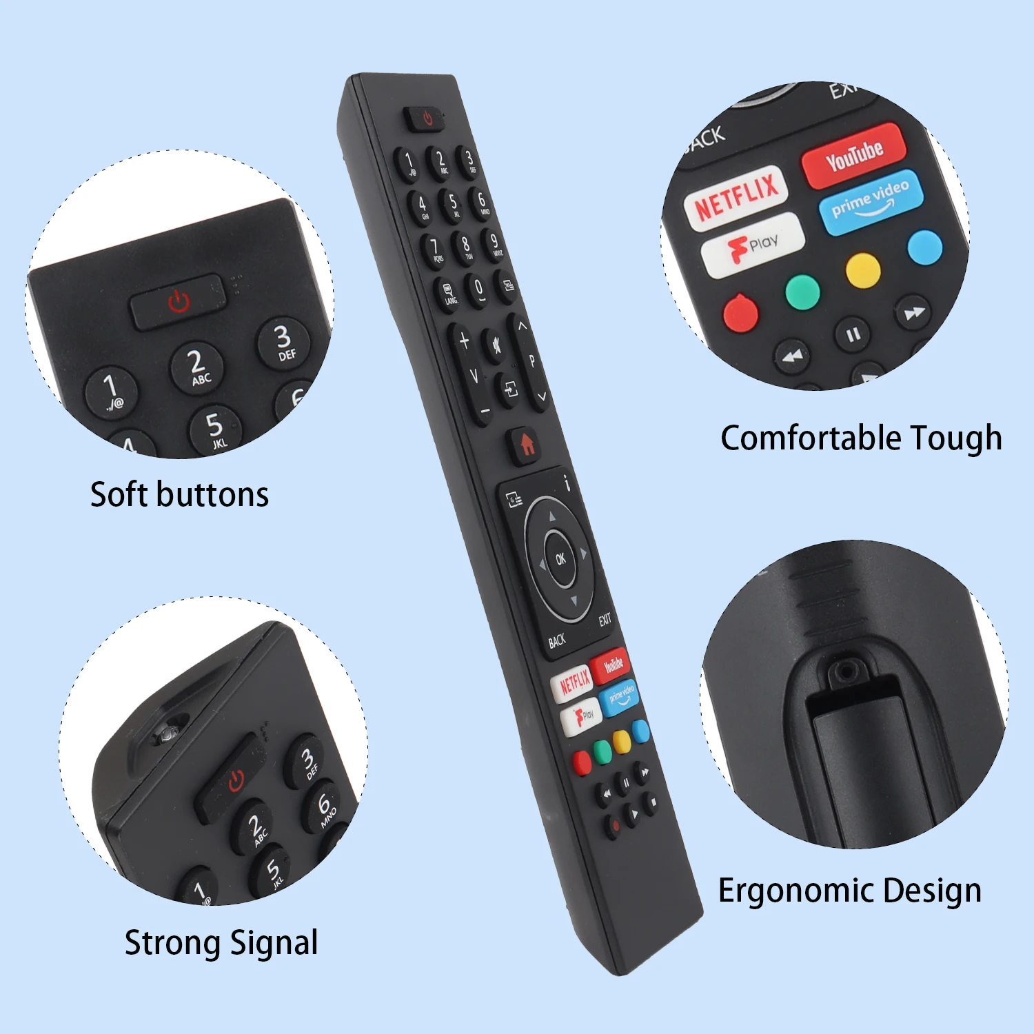 New RC43137P Remote Control Compatible With Bush Digihome Smart LED HDTV TV with Netflix YouTube Play Primevideo Buttons