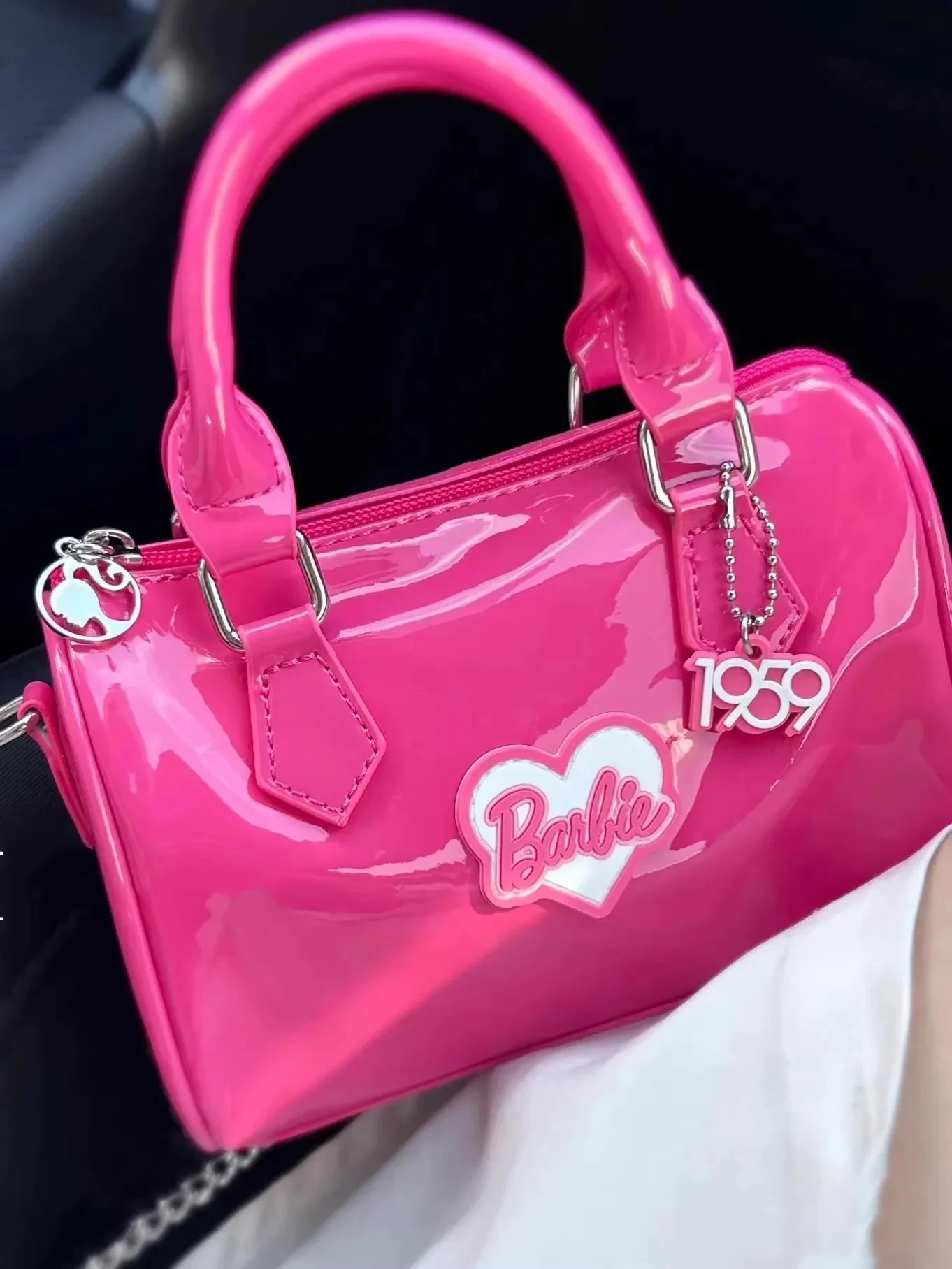 Kawaii Barbie Anime Pu Leather Horizontal Diagonal Cross Bag Cute Cartoon Light Luxury Large Capacity Handbag Gifts for Girls