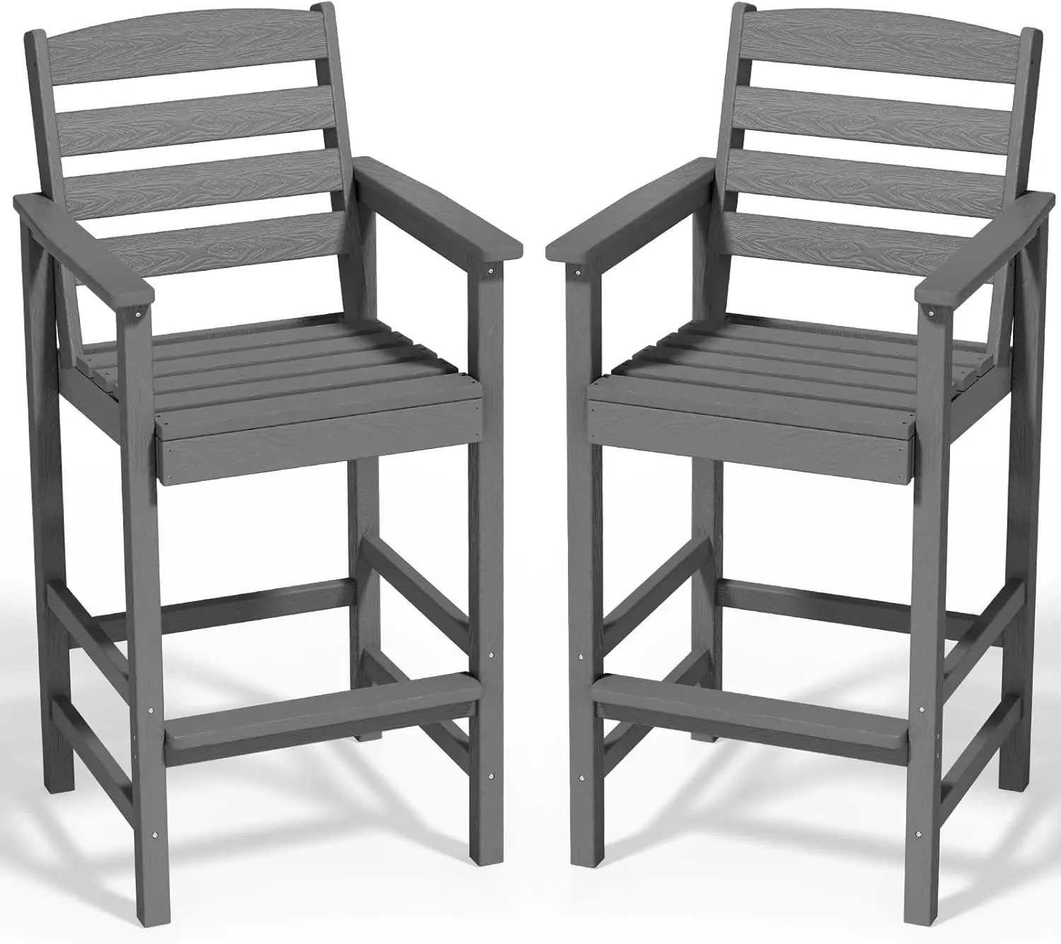 Tall Adirondack Chairs Set of 2, Balcony Adirondack Chairs Set, Outdoor Bar Height Barstools Chair Set for Bistro, Poolside