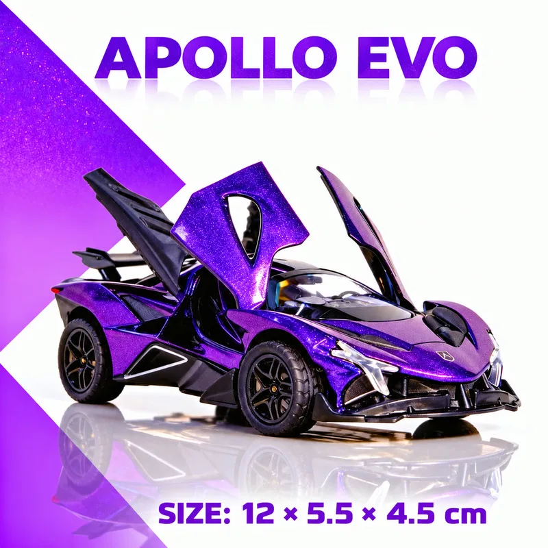 NEW ARRIVAL Apollo Evo SportsCar Model Purple Collectible Vehicle with Opening Parts Display Toy Christmas Birthday Holiday Gift