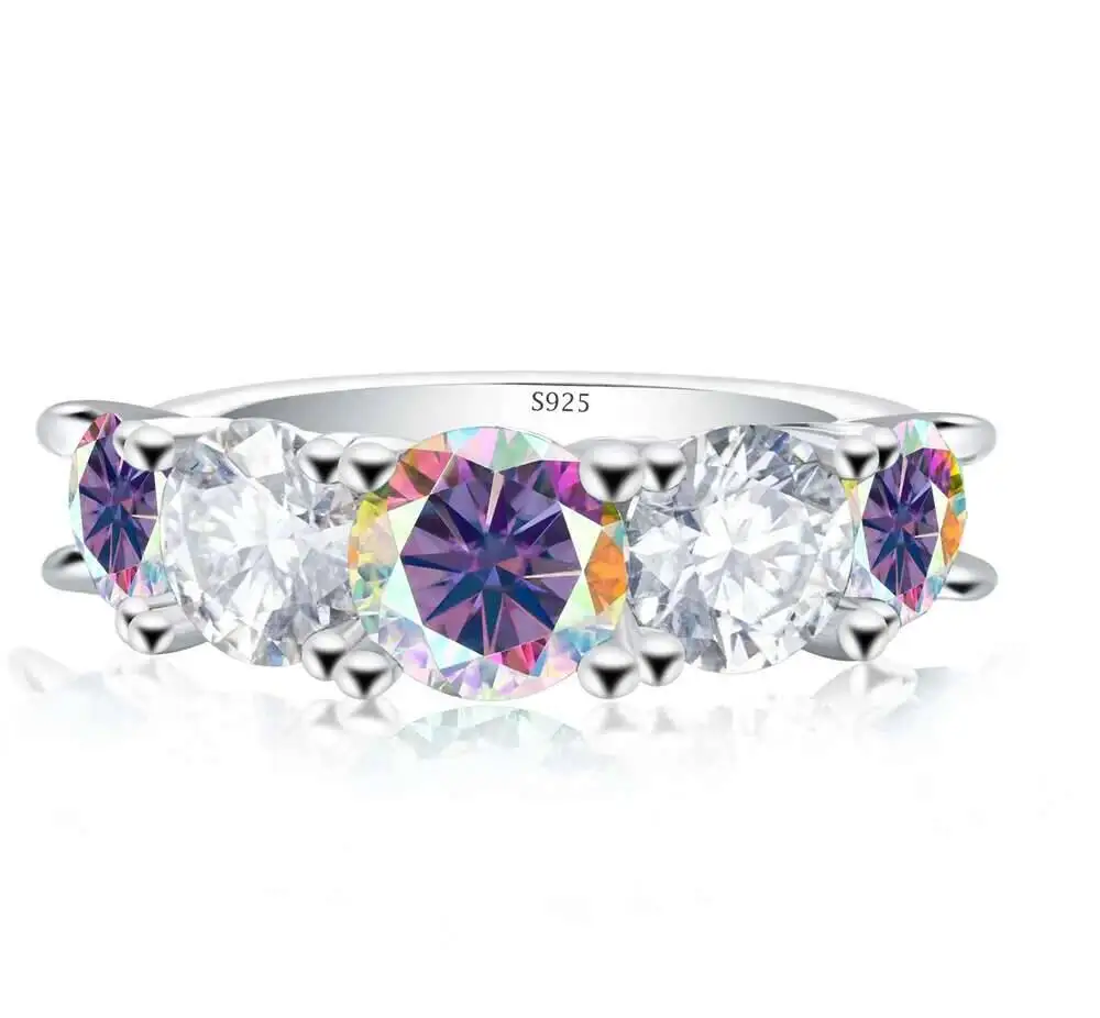 100% 3,6 Sterling Silber Karat volle Moissan ite Ringe für Frauen 18 Karat Weißgold Farbe Verlobung Hochzeit edlen Schmuck – Detail 5