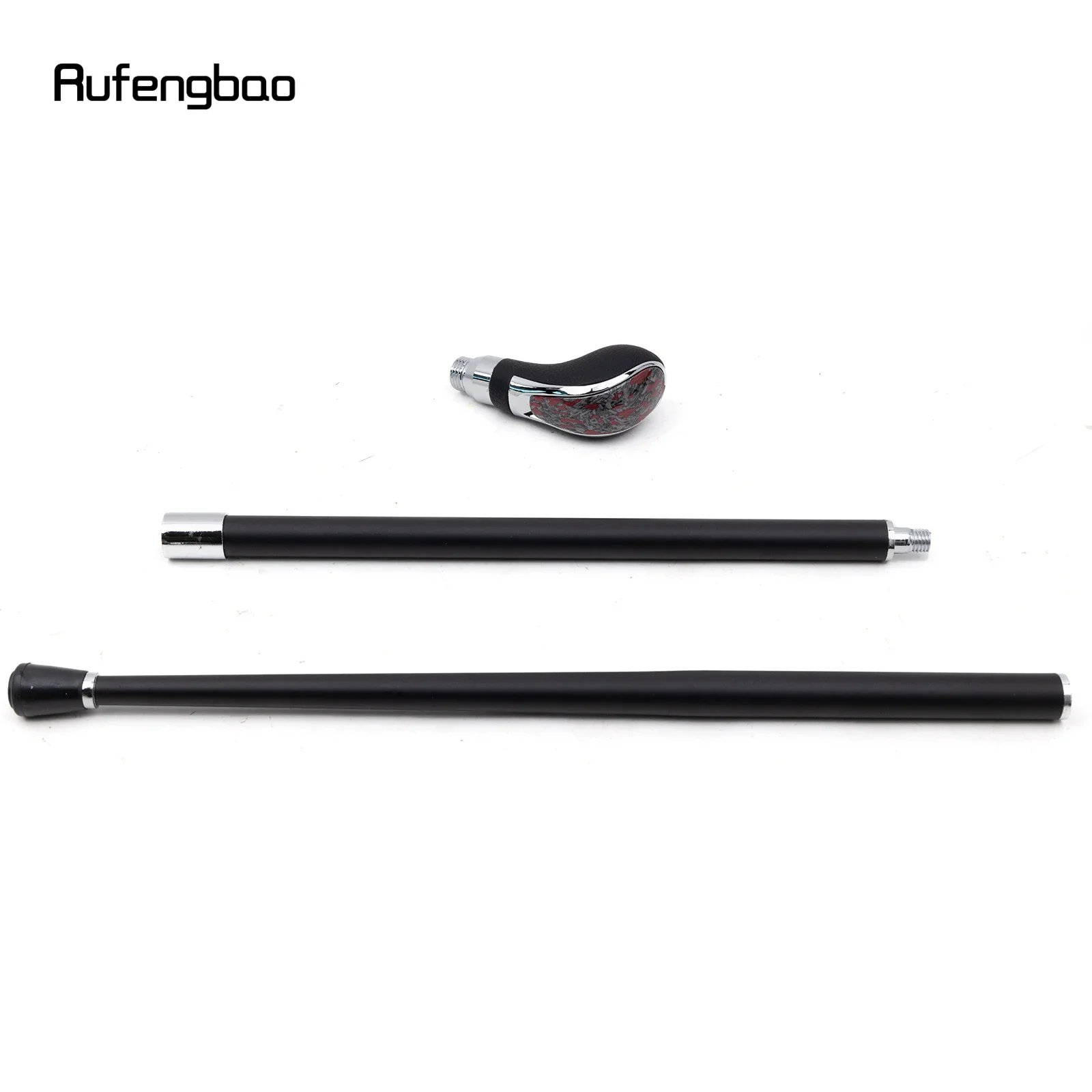 Black Leather Red Dot Silver Walking Cane Fashion Decorative Walking Stick Gentleman Elegant Cosplay Cane Crosier 92cm