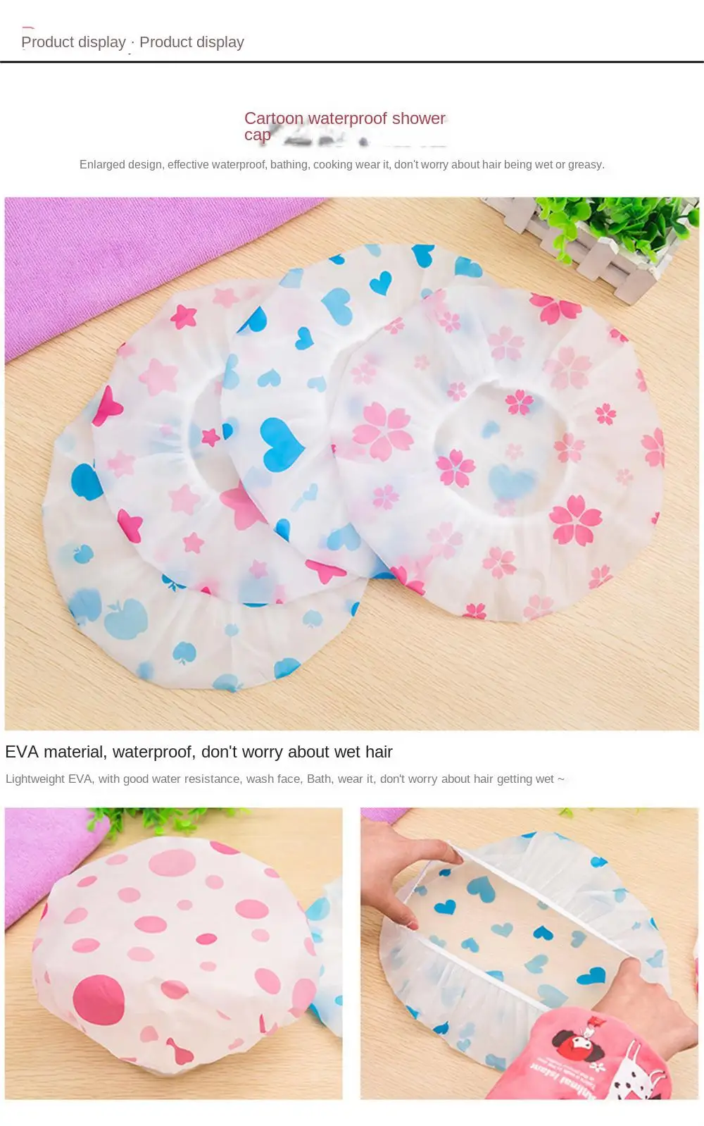 Waterproof Bath Hat Thickened Waterproof And Oil Fume Cap Women Lovely Spa Hair Salon Supplies Shower Cap Bathroom Accessories