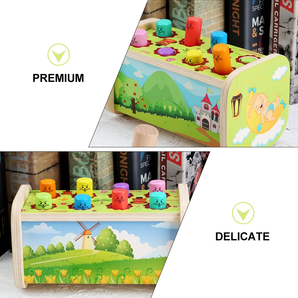 1 세트 노킹 몰 유아 조기 학습 인지 게임 나무 장난감 훈련 보조 교육 선물(녹색)