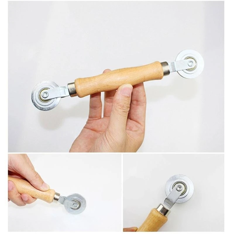  Compact Screen Rolling Tool Screen Spline Roller Tool for w/ Wooden Handle & Whe