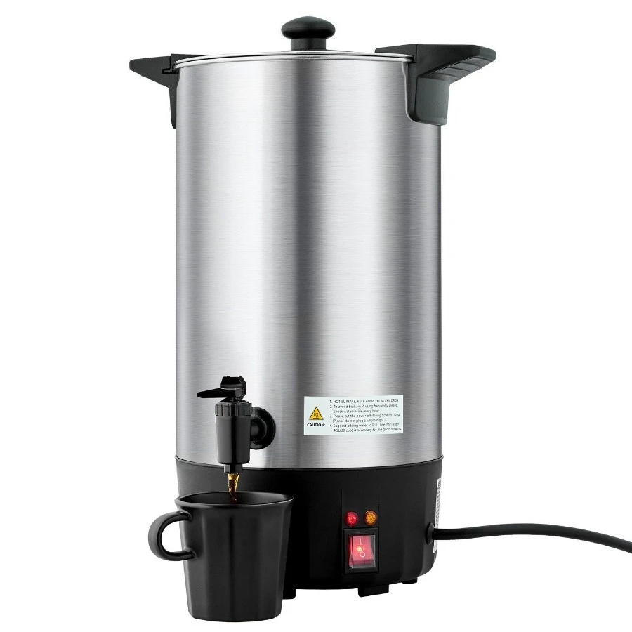 

Commercial Coffee Urn, 60 Cup 9 L Hot Beverage Dispenser with Dripless Faucet, Quick-Brewing Stainless Steel Large Commercial