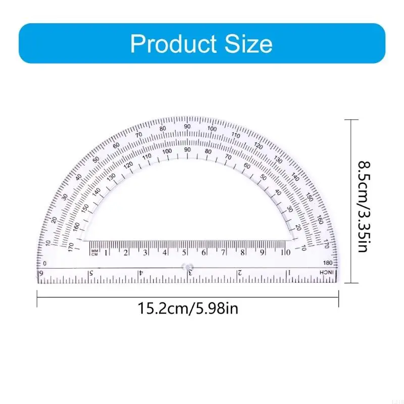 2025 Novas 5 peças transmissoras transparentes 6 polegadas 180 graus PRIMURATORES MATERATORES MEDIÇÃO MEDIÇÃO PARA ALUNA