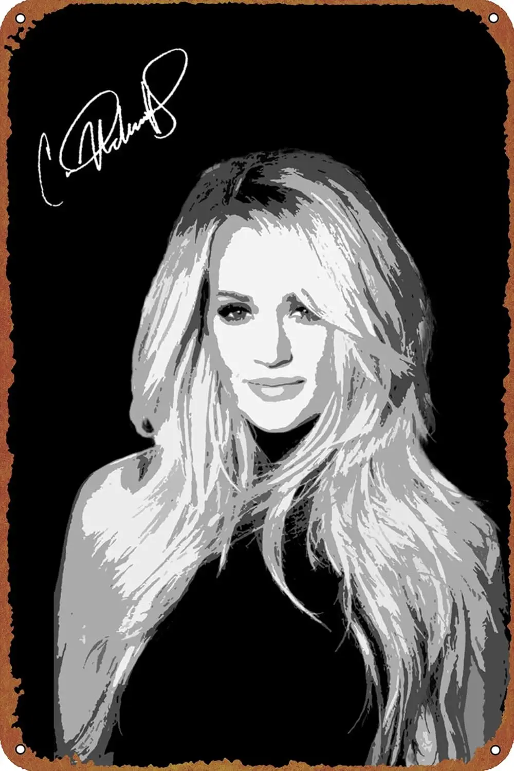 Póster de aluminio de Carrie Underwood, decoración retro para el hogar, bar, oficina, cafetería, cocina, dormitorio, restaurante, garaje, supermercado