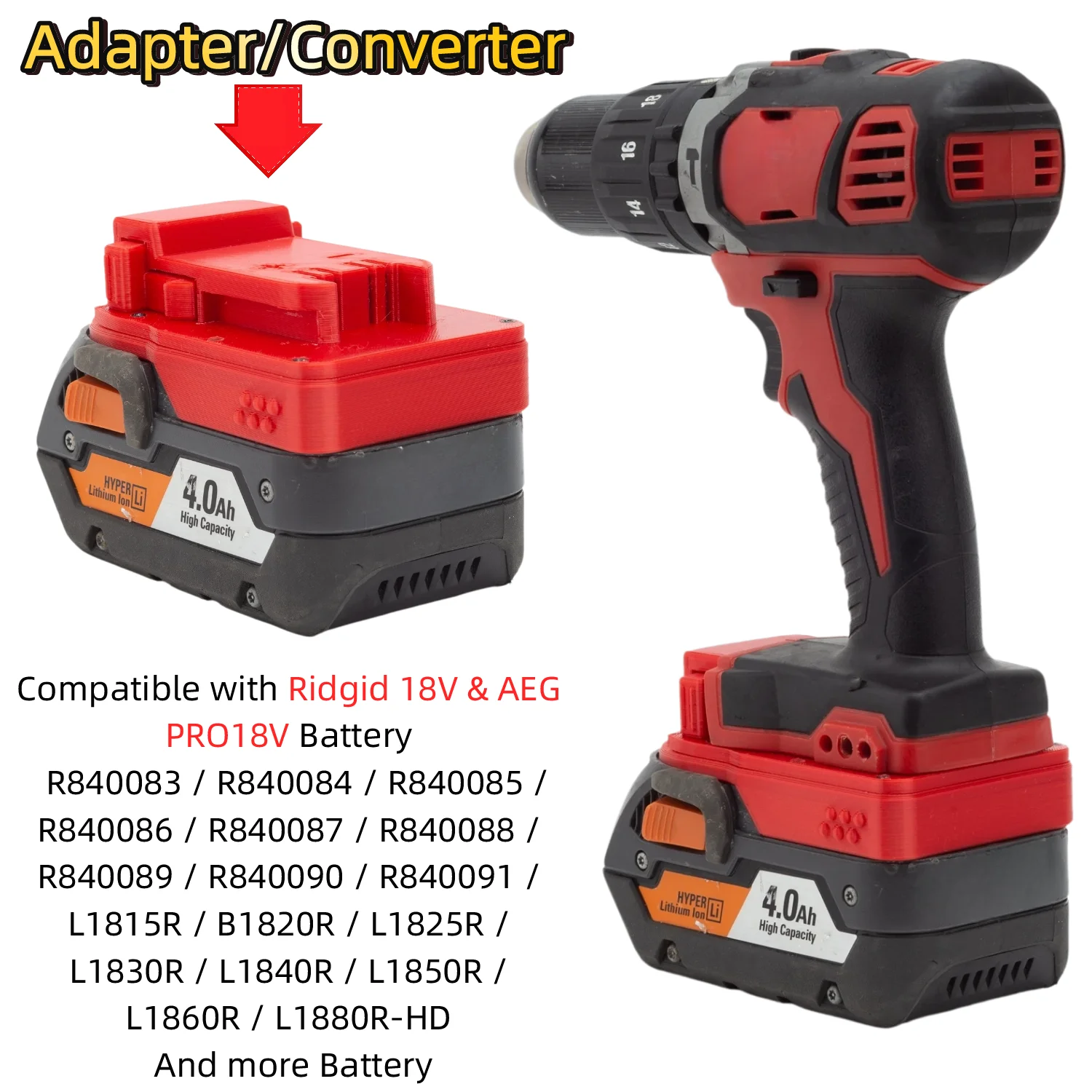 Battery Adapter/Converter for Ridgid 18V & AEG PRO18V Li-ion Battery To Milwaukee 18V Cordless Drill Impact Wrench(Only Adapter)