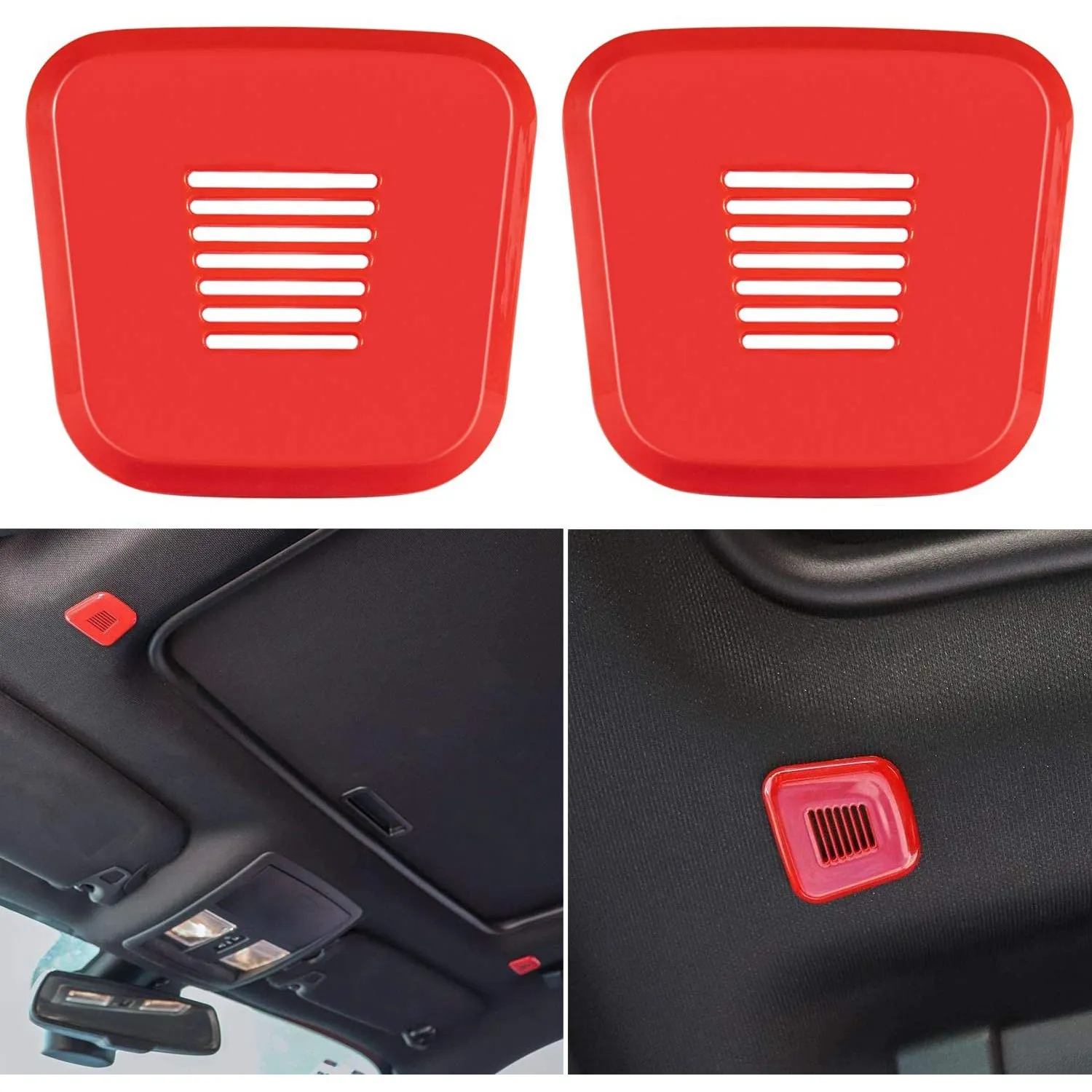 For Dodge Challenger Charger 2015-2021 Car Roof Microphone Cover Trim Decorative Frame Sticker Interior Accessories, Red