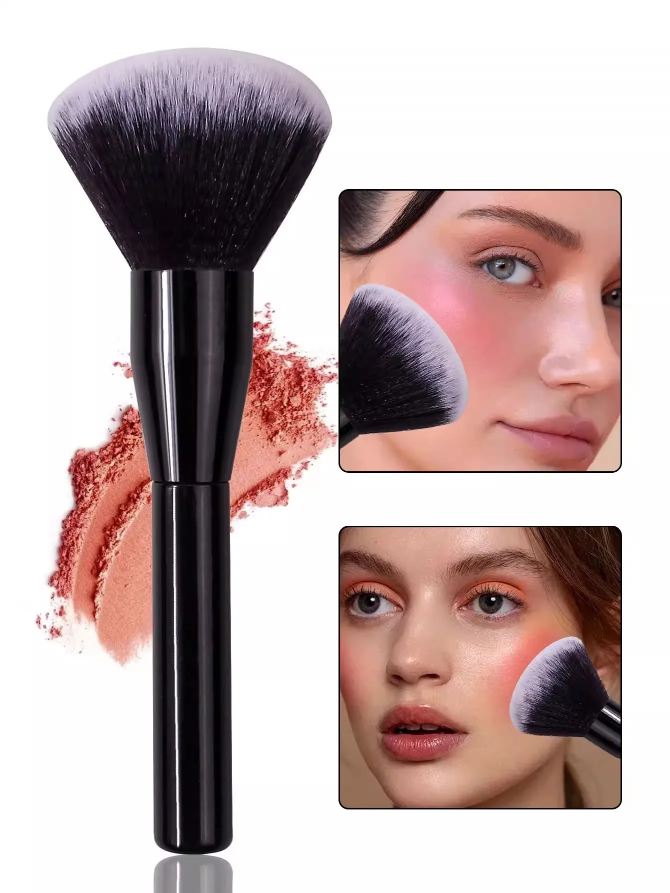 1pcs Profession Makeup Brush- Large Round Head Powder Brush Soft and Skin-friendly Fiber Hair Fashion Design Single Face Brush