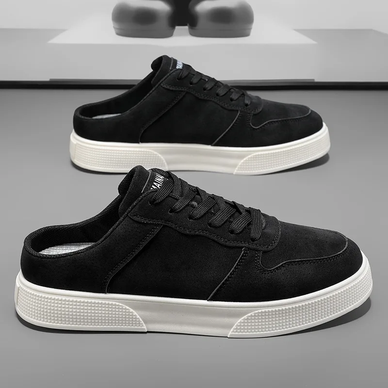 

Men's Half Slippers Fashion Casual Sports Slipper Outdoor Comfortable Baotou Half Slippers Lace Up Platform Slippers Man Shoes