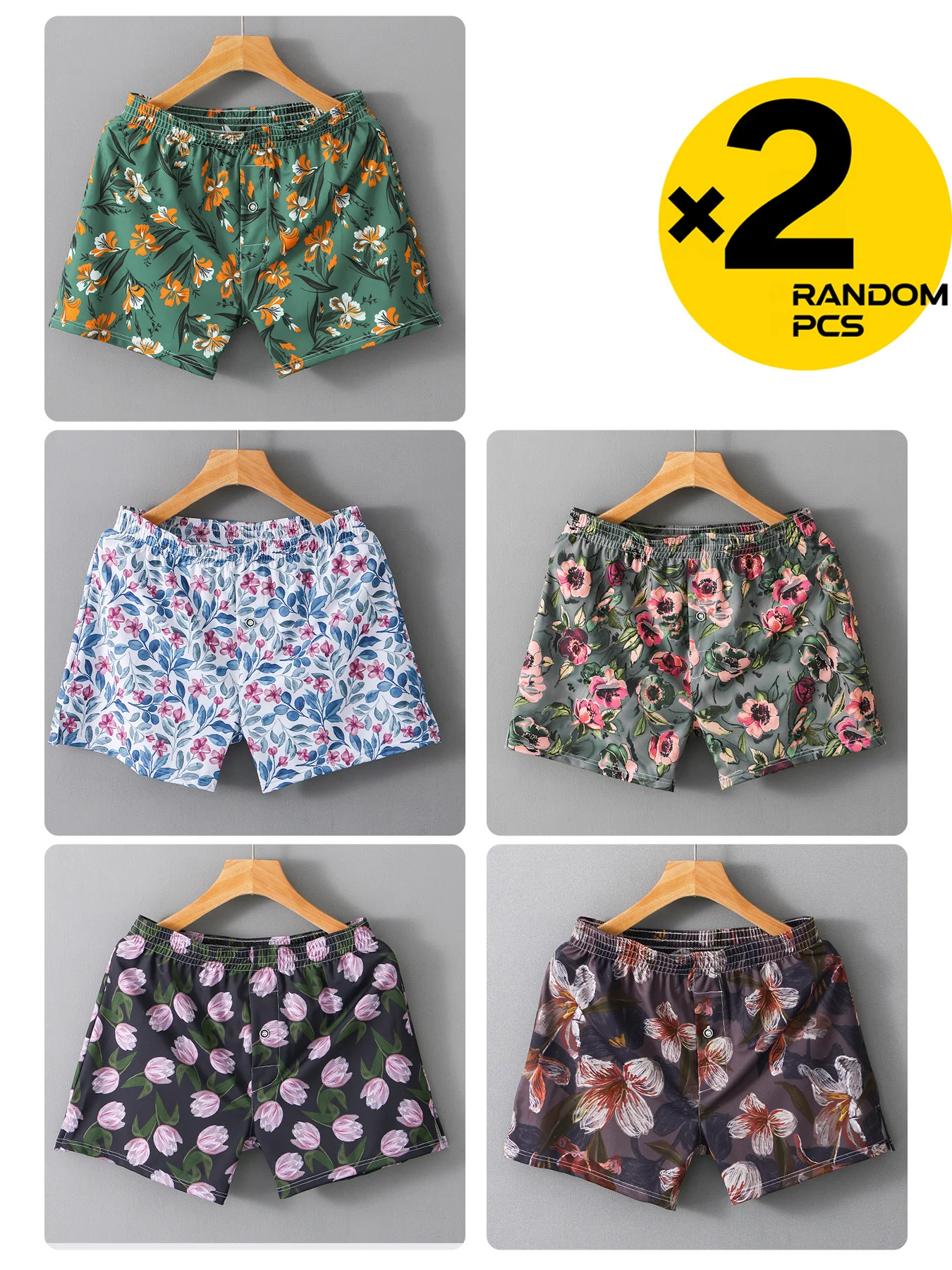 Men's Boxer Shorts Underwear Pack 2/3/4pcs Loose Fit Polyester Multi-Color Printed Comfortable Homewear Boxers