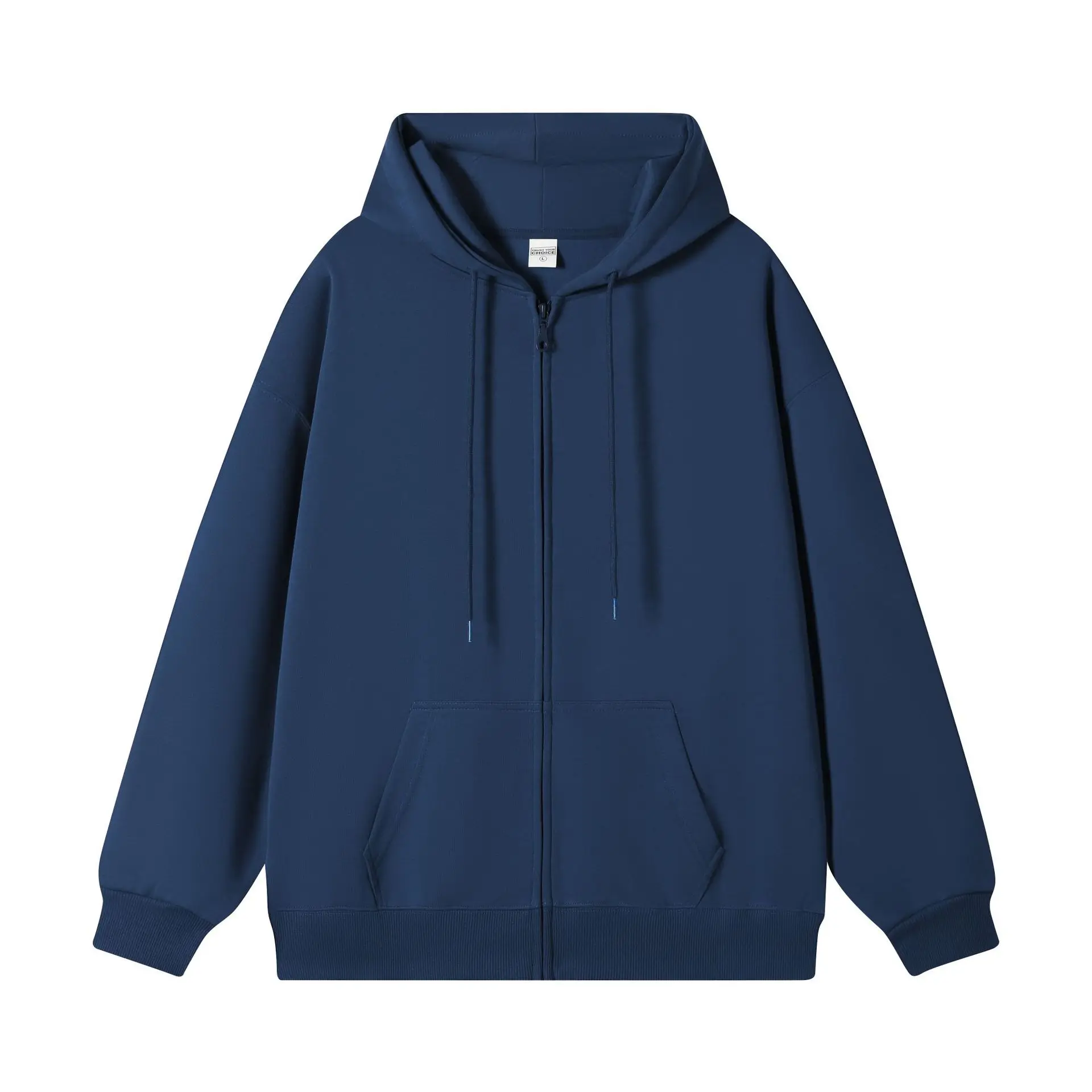 Spring Autumn New Fashion Men Solid Color Long Sleeve Zipper Simple Basic Casual Trendy Loose Fit Hooded Sweatshirt Cardigans