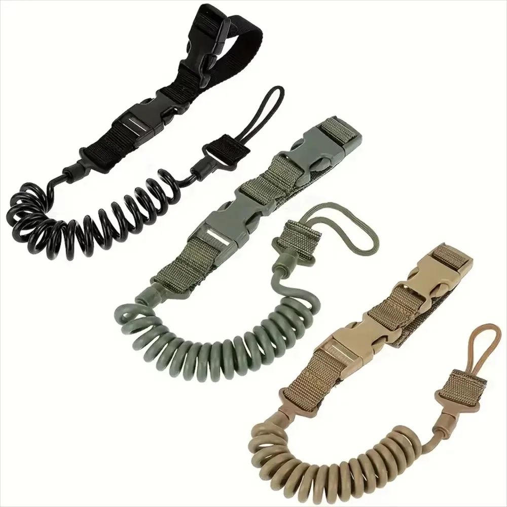 Multi-Purpose Spring Lanyard Elastic Key Chain Outdoor Wear-Resistant Safety Rope Anti-Loss Military Tactical Gear