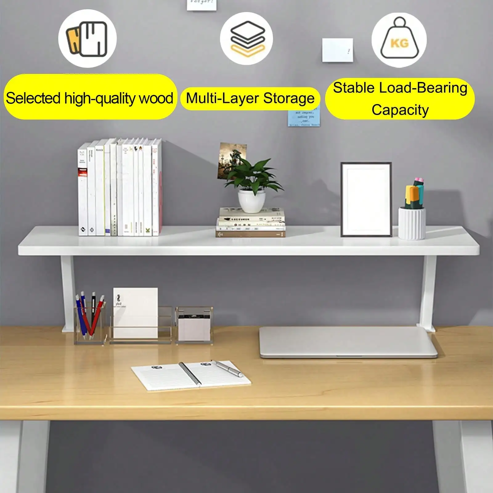 Clamp On Desk Organizer Shelf,Optional Length 16 IN/24 IN,Desktop Extender,Adjustable Floating Desktop Stand Without Drilling,Shelf Adjustable Desk Extension Shelving Unit For Dorm Office Home Furniture