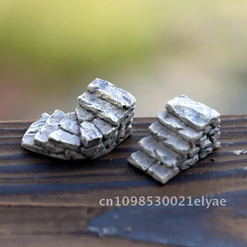 

DIY Moss Micro Landscape Jewelry Gray Stone Steps Path Garden Walkway Ornament Handmade Synthetic Resin Abstract Pastoral Style
