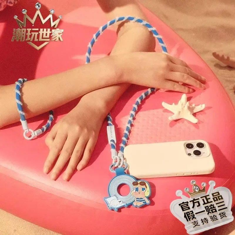 오리지널 POPMART 제품 크라이베이비 바캉스 모드 온 시리즈 롱 랜야드 블라인드 박스 귀여운 애니메이션 액션 서프라이즈 생일 선물