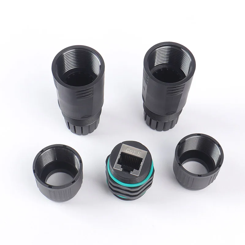 IP68 Waterproof RJ45 Gold-Plated Ethernet Coupler Shielded CAT6 Outdoor LAN Cable Connector for Enhanced Network Performance