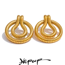 Yhpup New Style 18K Gold Plated Stainless Steel Geometric Snake Unusual Earrings Fashion Statement Daily Jewelry Gift
