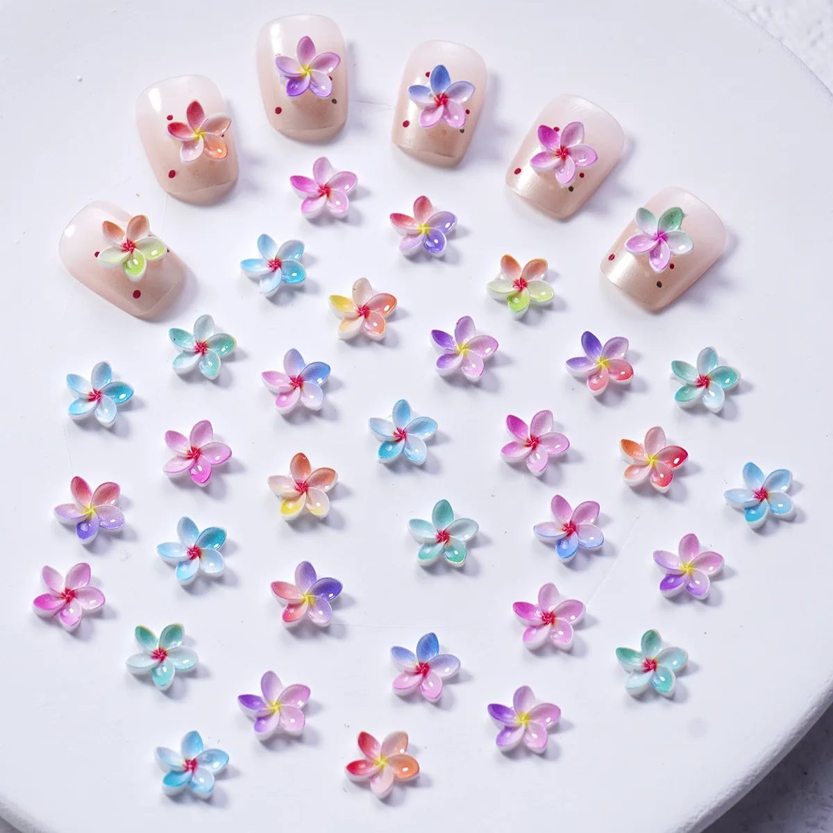 50/100Pcs, Colorful Five-petal Flower, Cartoon Cute Flower, Nail Accessories, Resin Diamond, DIY Flower Wearing Nail Accessories
