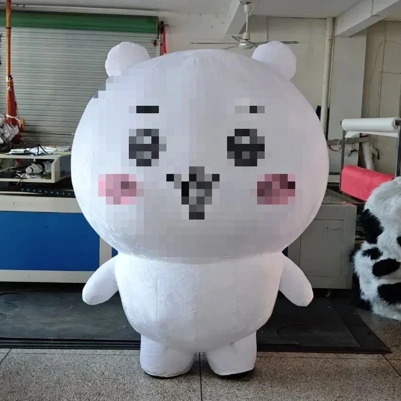 インフレータブル白猫マスコットコスチュームハチワレウサギ爆破衣装ハロウィンクリスマスファンシーパーティー小道具電池なし