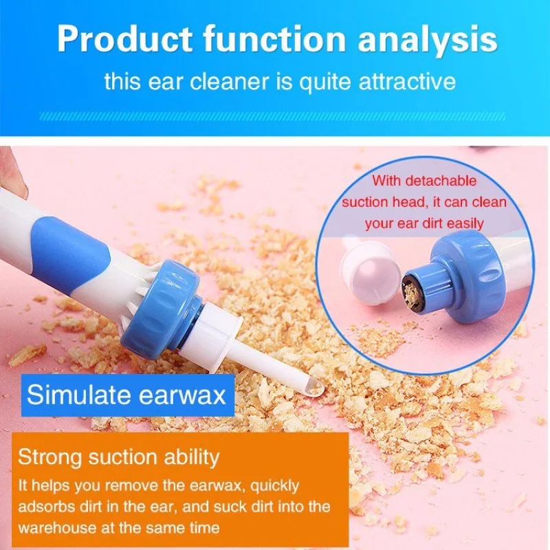 Electric Ear Vacuum Cleaner Baby Safe Vacuum Ear Aspirator Soft Head Earpick Earwax Remover Painless