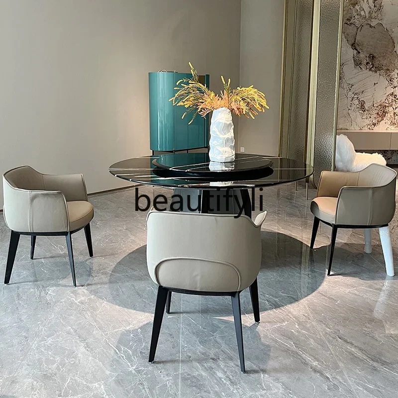 

X Marble Round Dining Table Living Room Modern Minimalist High-end Dining Table Villa Furniture