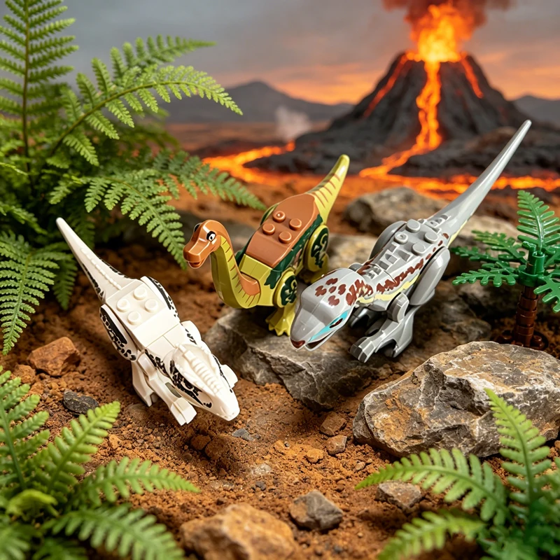 Jurassic Dino Bausteine-Set Mini-Dinosaurier-Figuren Weltmodell Bausteine Spielzeug für Jungen Mädchen Lehrreiches Kinder-Geburtstagsgeschenk