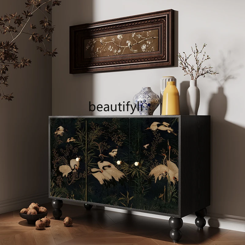 

French porch dining side cabinet retro home living room hotel bedroom bedside storage cabinet