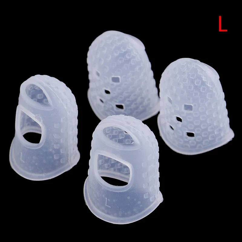 Hot 4Pcs/Set Wjite Silicone Finger Guards Guitar Fingertip Protectors for Ukulele Guitar S M L Transparent Color Guitar Picks